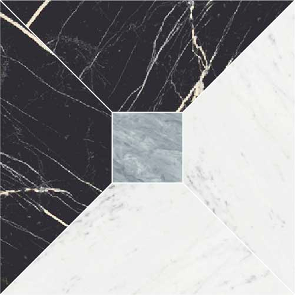 Majestic – Mosaico Squared Nero Bilbao – Bianco Barga/Blu Montalto